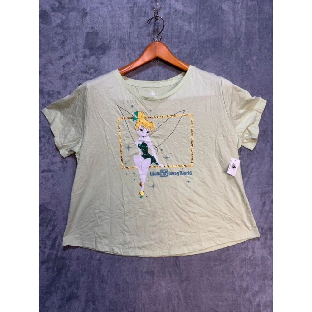 Disney Women 1X Tinker Bell Walt Disney World Green Graphic T Shirt NWT